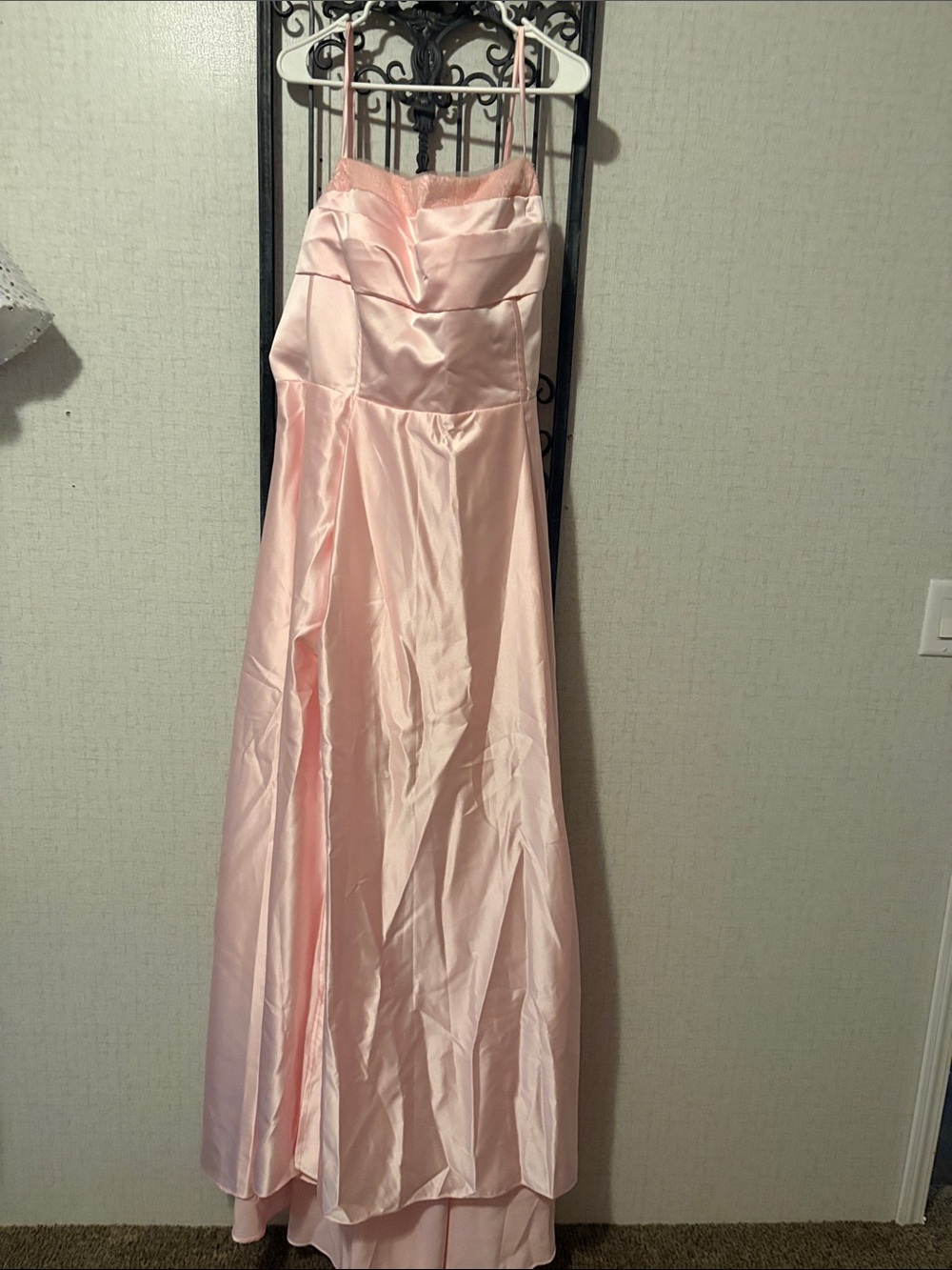 Strapless Blush Satin Prom Gown with Sweetheart Neckline